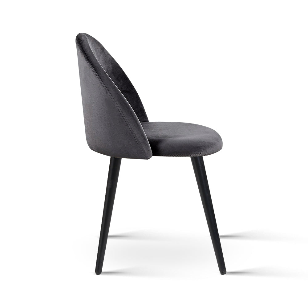 Artiss Set of 2 Velvet Modern Dining Chair - Dark Grey