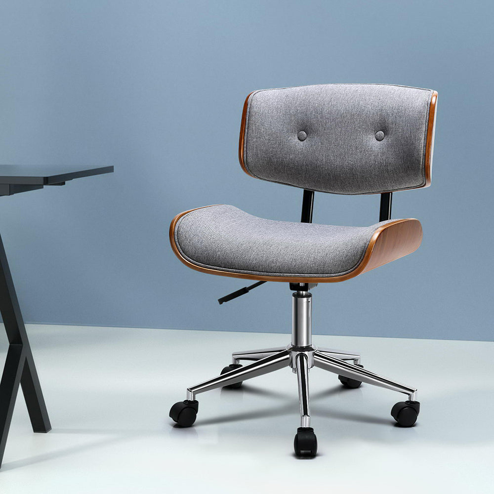Artiss Wooden Fabric Office Chair Grey