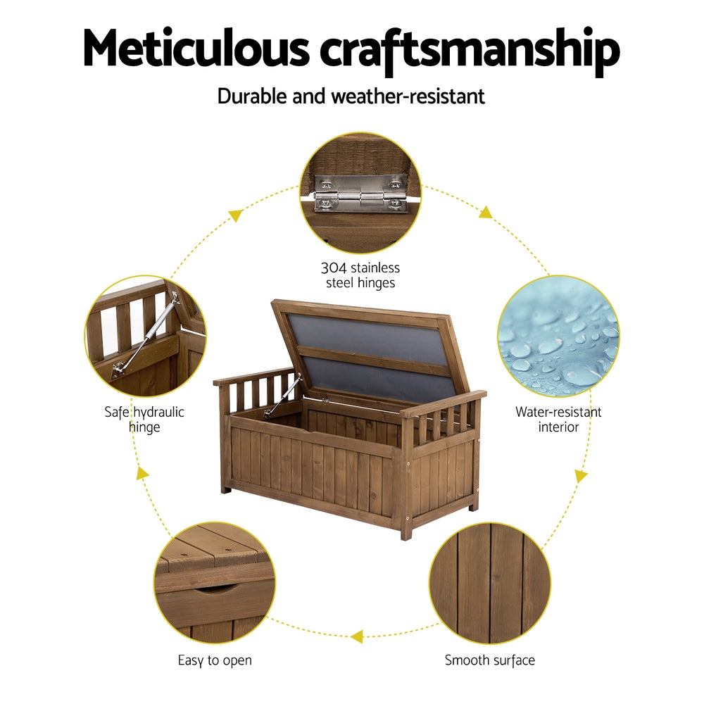 Gardeon Outdoor Storage Box Wooden Garden Bench Chest Toy Tool Sheds Furniture