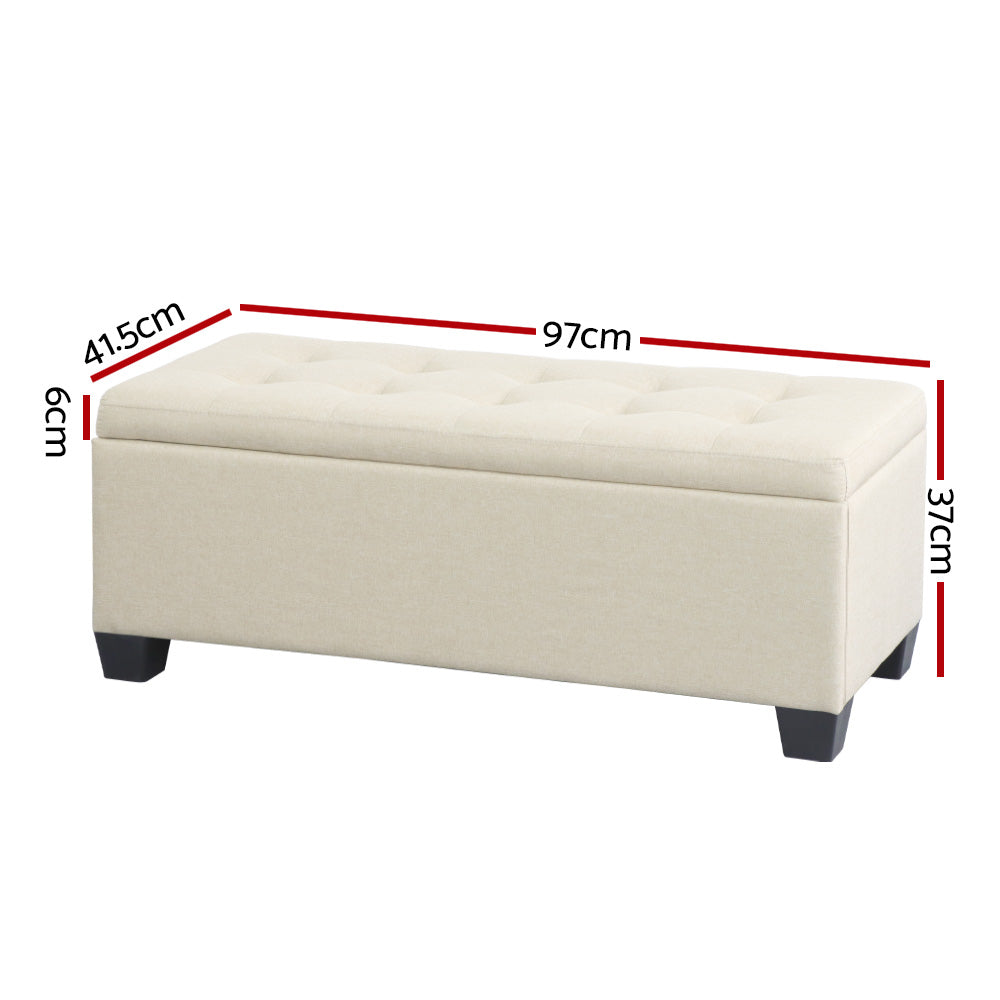 Artiss Large Fabric Storage Ottoman - Beige