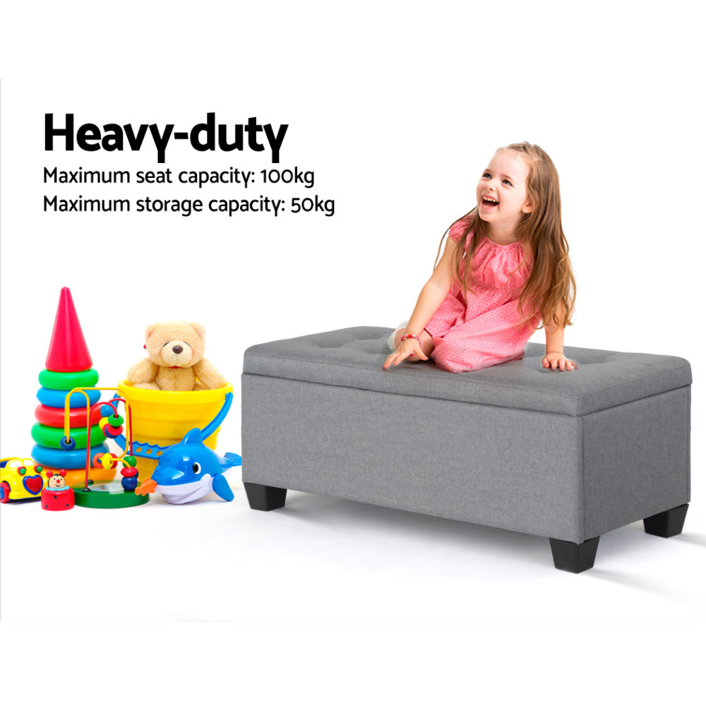 Artiss Large Fabric Storage Ottoman - Grey