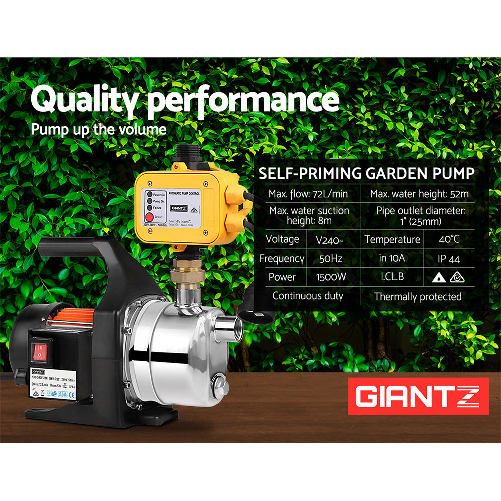 Giantz 1500W High Pressure Garden Water Pump with Auto Controller