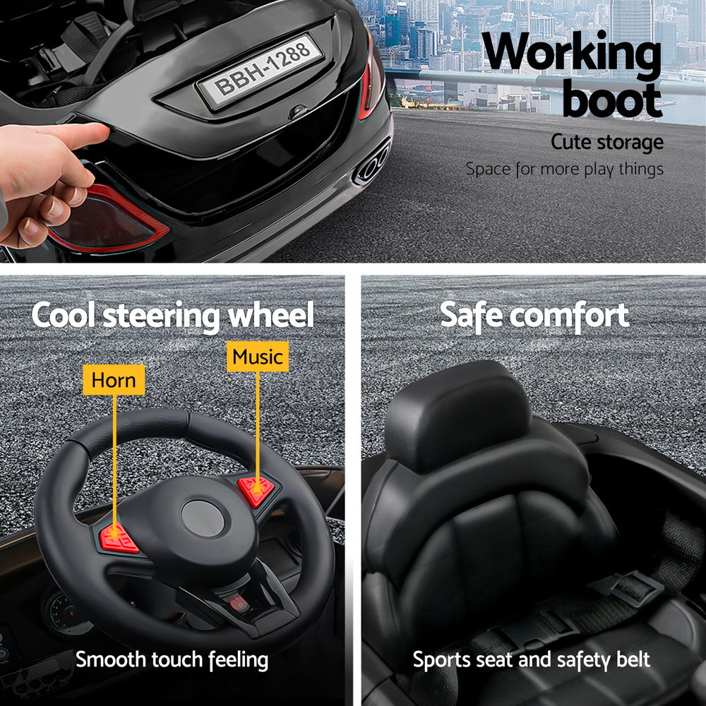 Rigo Kids Ride On Car Electric Toys 12V Battery Remote Control Black MP3 LED