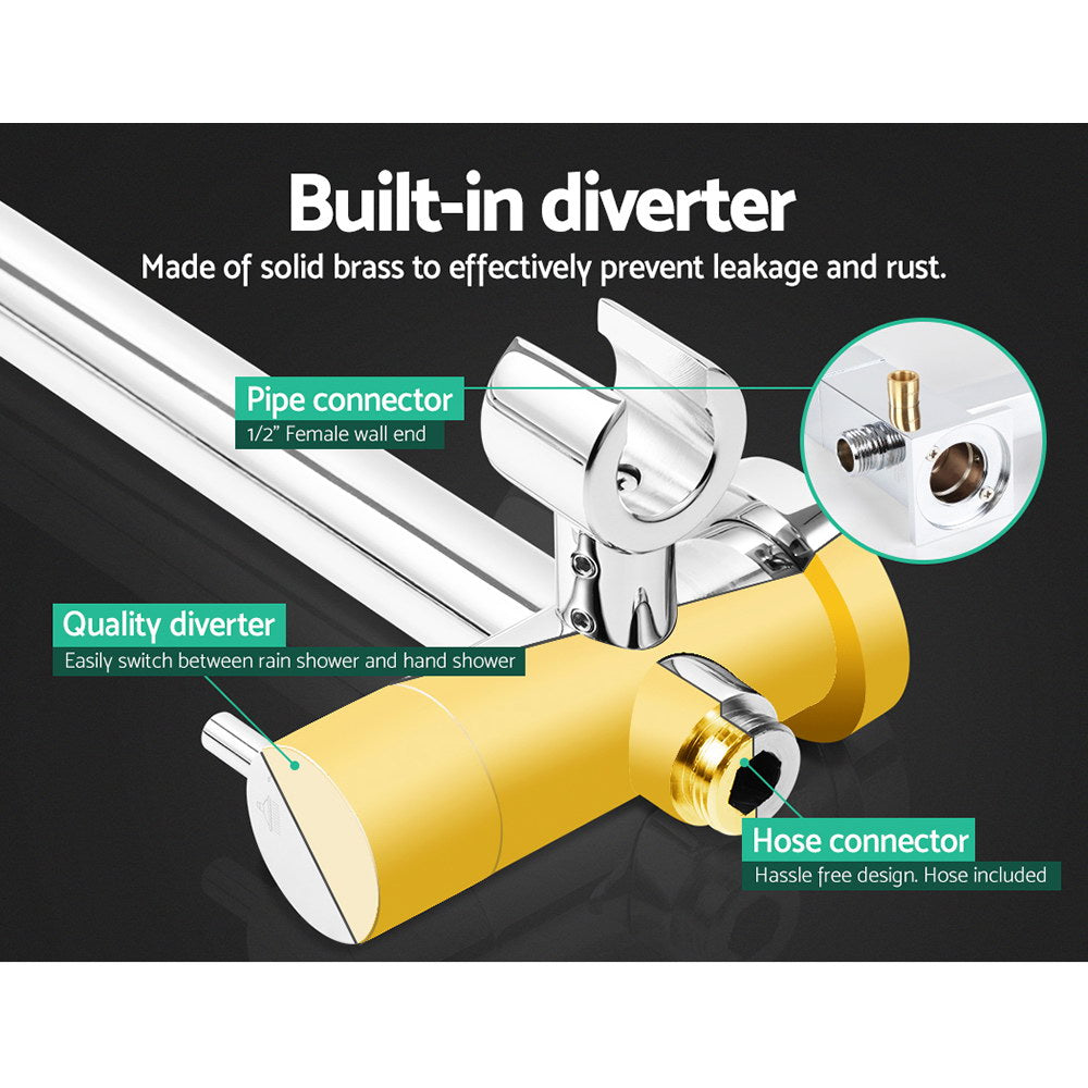 Cefito WELS 9'' Rain Shower Head Set Round Handheld High Pressure Wall Chrome