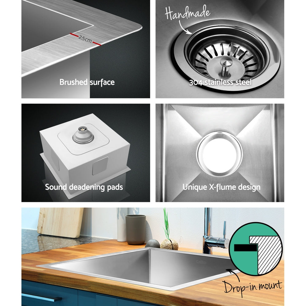 Cefito 36cm x 36cm Stainless Steel Kitchen Sink Under/Top/Flush Mount Silver