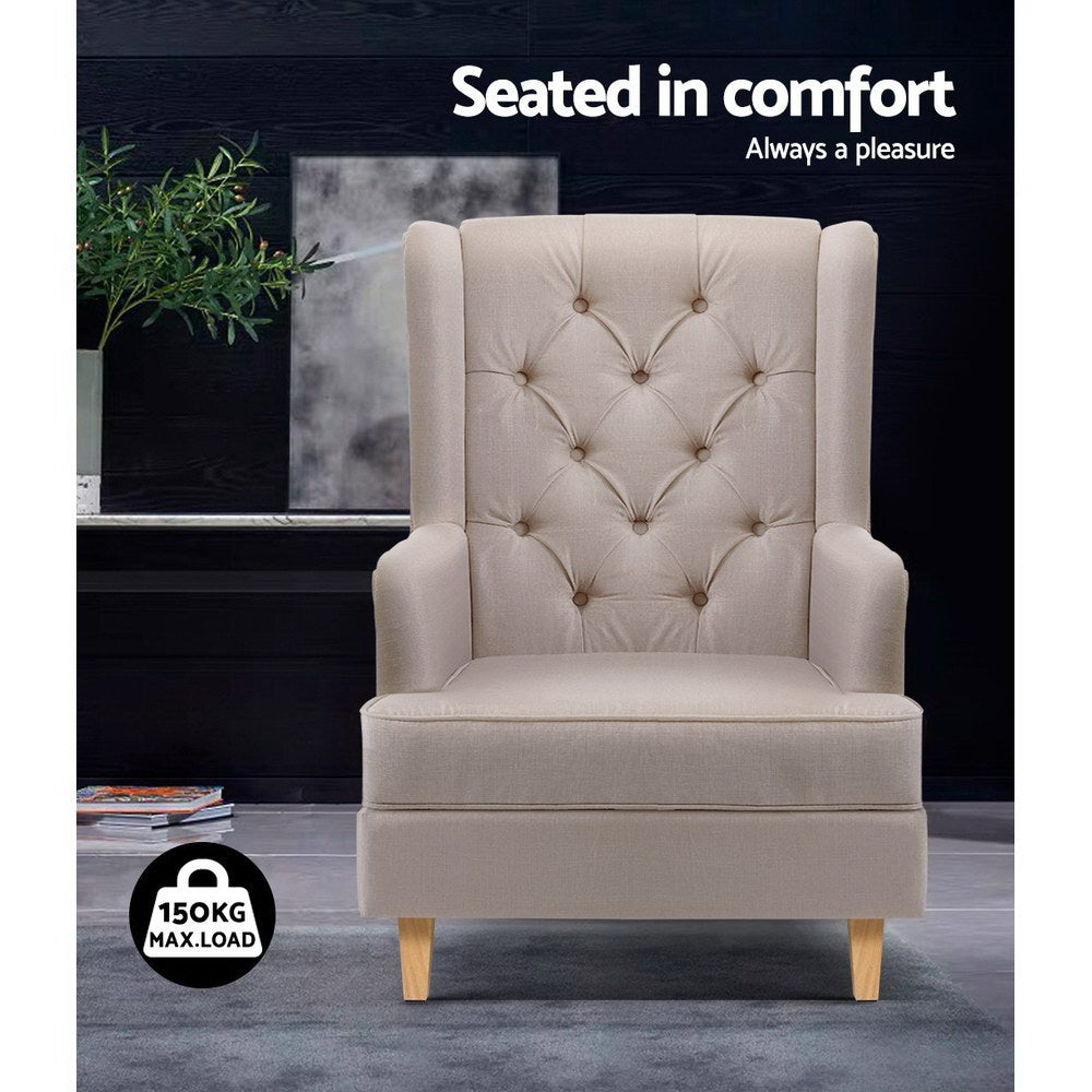 Artiss Rocking Armchair Feedining Chair Fabric Armchairs Lounge Recliner Beige