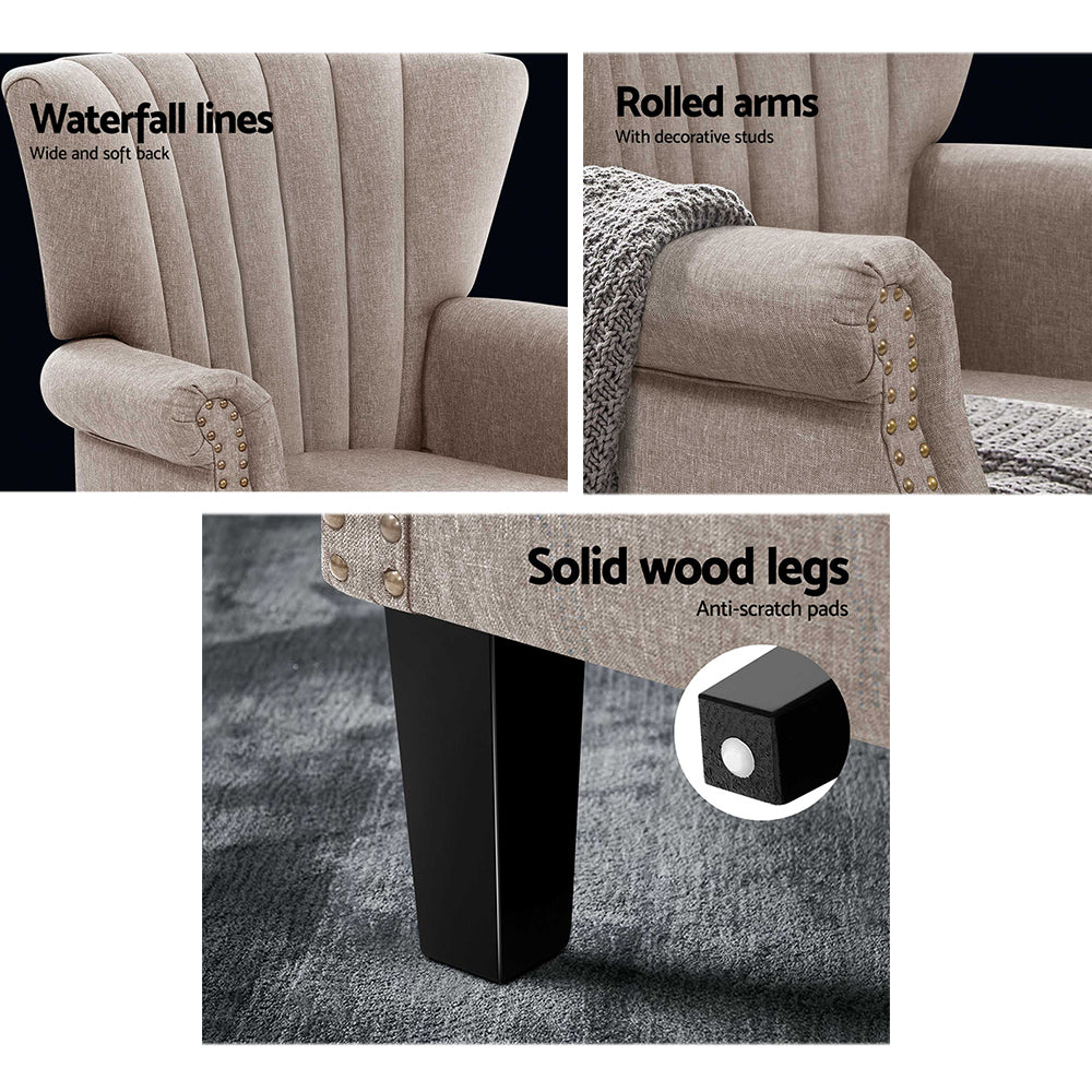 Artiss Armchair Lounge Chair Accent Chairs Armchairs Fabric Single Sofa Beige