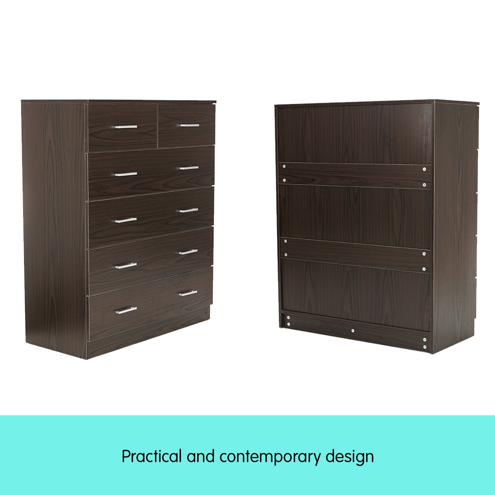 Sarantino Tallboy Dresser 6 Chest Of Drawers Cabinet Storage 85 x 39.5 x 105 in Brown