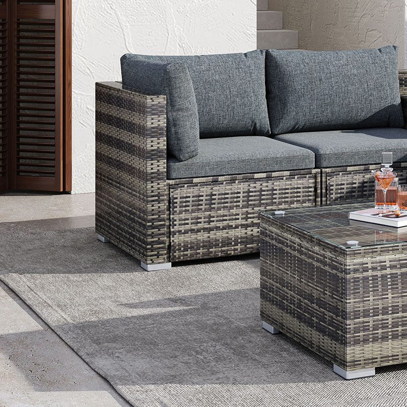 Ottoman-Style Outdoor Lounge Set in Grey