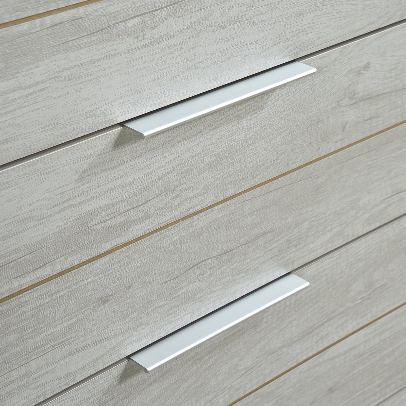 Tallboy with 5 Storage Drawers Natural Wood like MDF in White Ash Colour