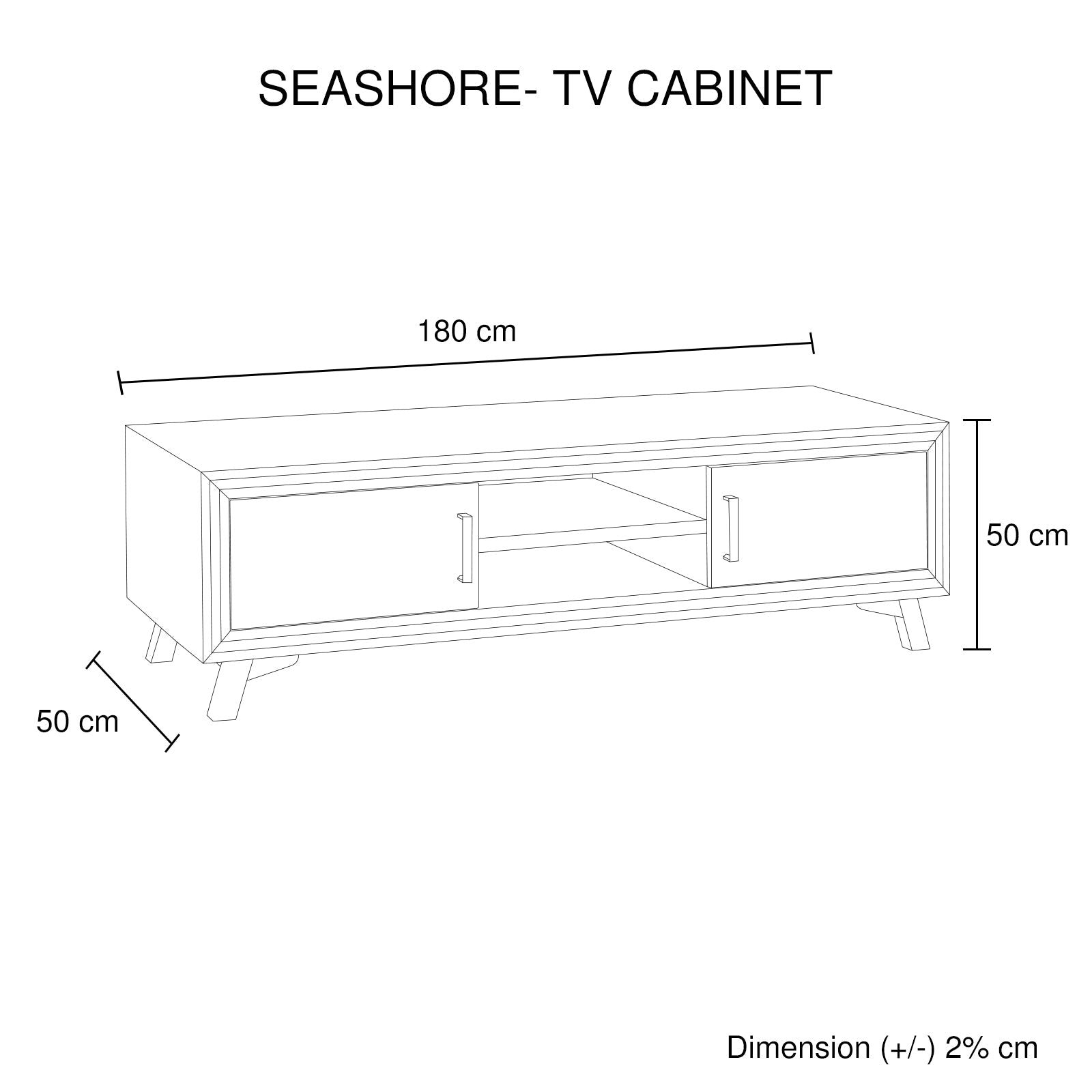TV Cabinet with 2 Storage Drawers Cabinet Solid Acacia Wooden Entertainment Unit in Sliver Bruch Colour