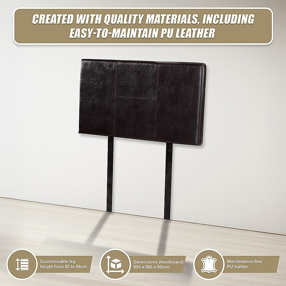 PU Leather Single Bed Headboard Bedhead - Brown