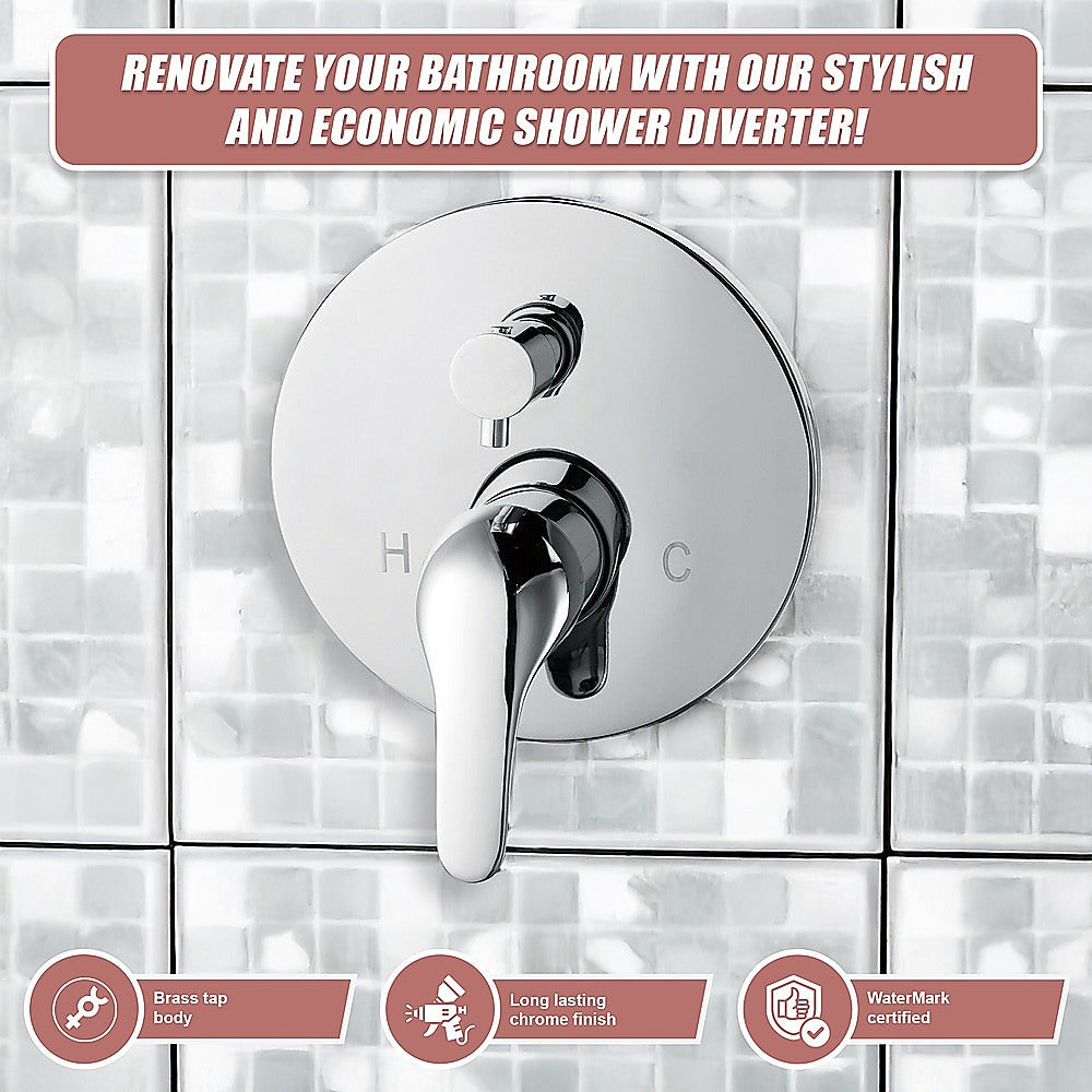 Chrome Bathroom Shower Wall Mixer Diverter w/ WaterMark