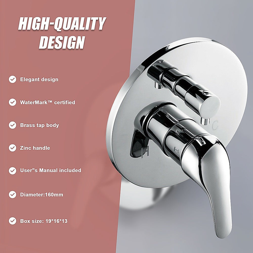 Chrome Bathroom Shower Wall Mixer Diverter w/ WaterMark
