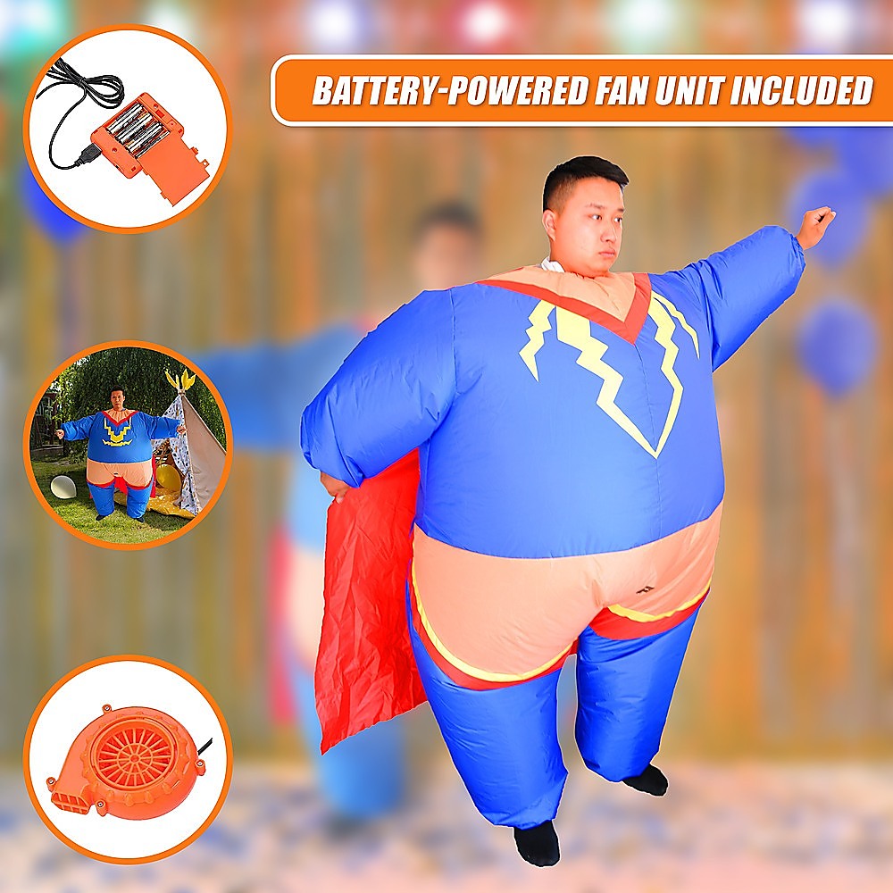 Super Hero Fancy Dress Inflatable Suit - Fan Operated Costume