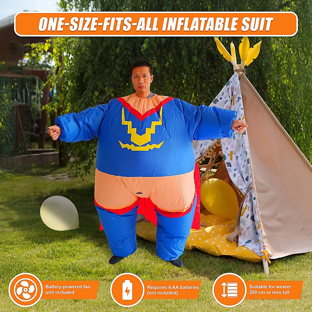Super Hero Fancy Dress Inflatable Suit - Fan Operated Costume