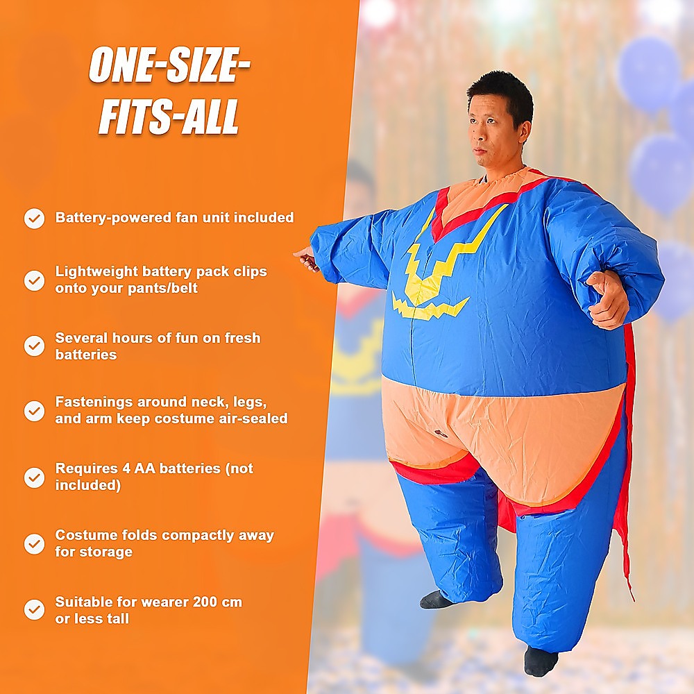 Super Hero Fancy Dress Inflatable Suit - Fan Operated Costume