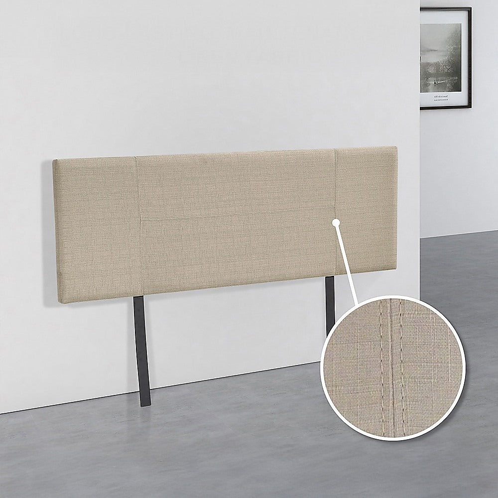 Linen Fabric Double Bed Headboard Bedhead - Beige