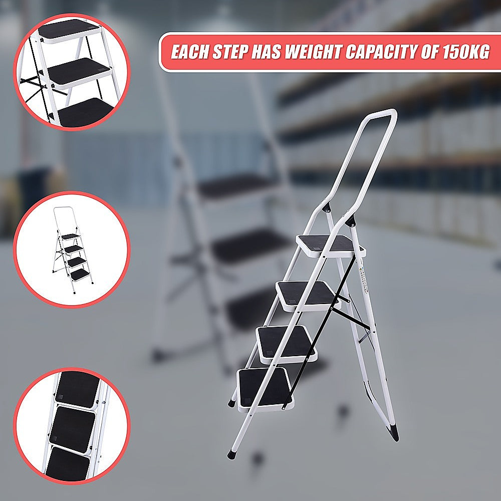Foldable Non Slip 4 Step Steel Ladder