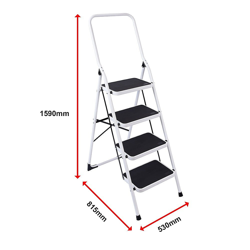 Foldable Non Slip 4 Step Steel Ladder