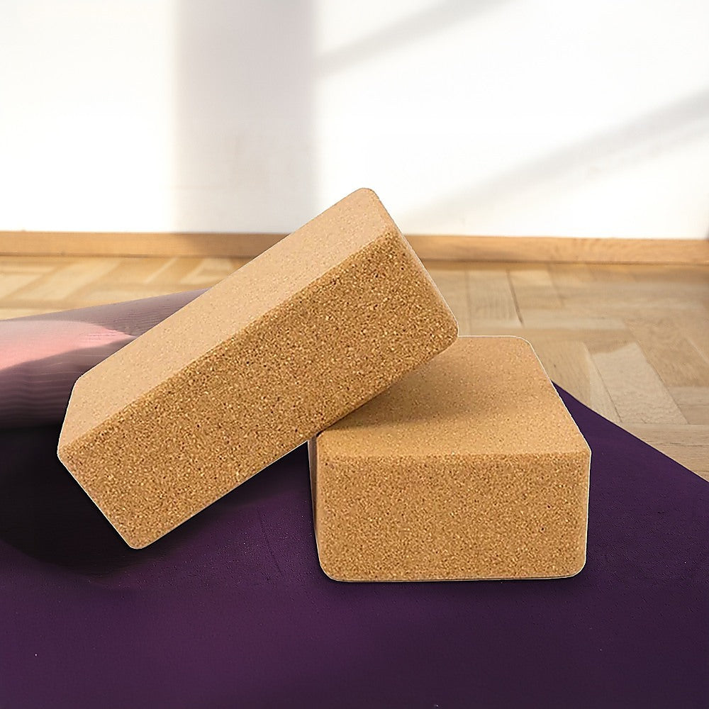 2x ECO-Friendly Cork Yoga Block Organic Yoga Prop Accessory Exercise Brick