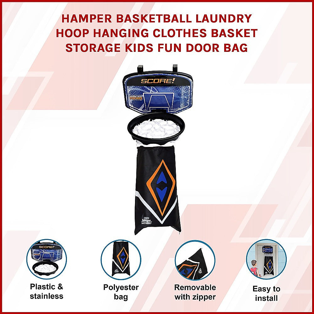 Hamper Basketball Laundry Hoop Hanging Clothes Basket Storage Kids Fun Door Bag