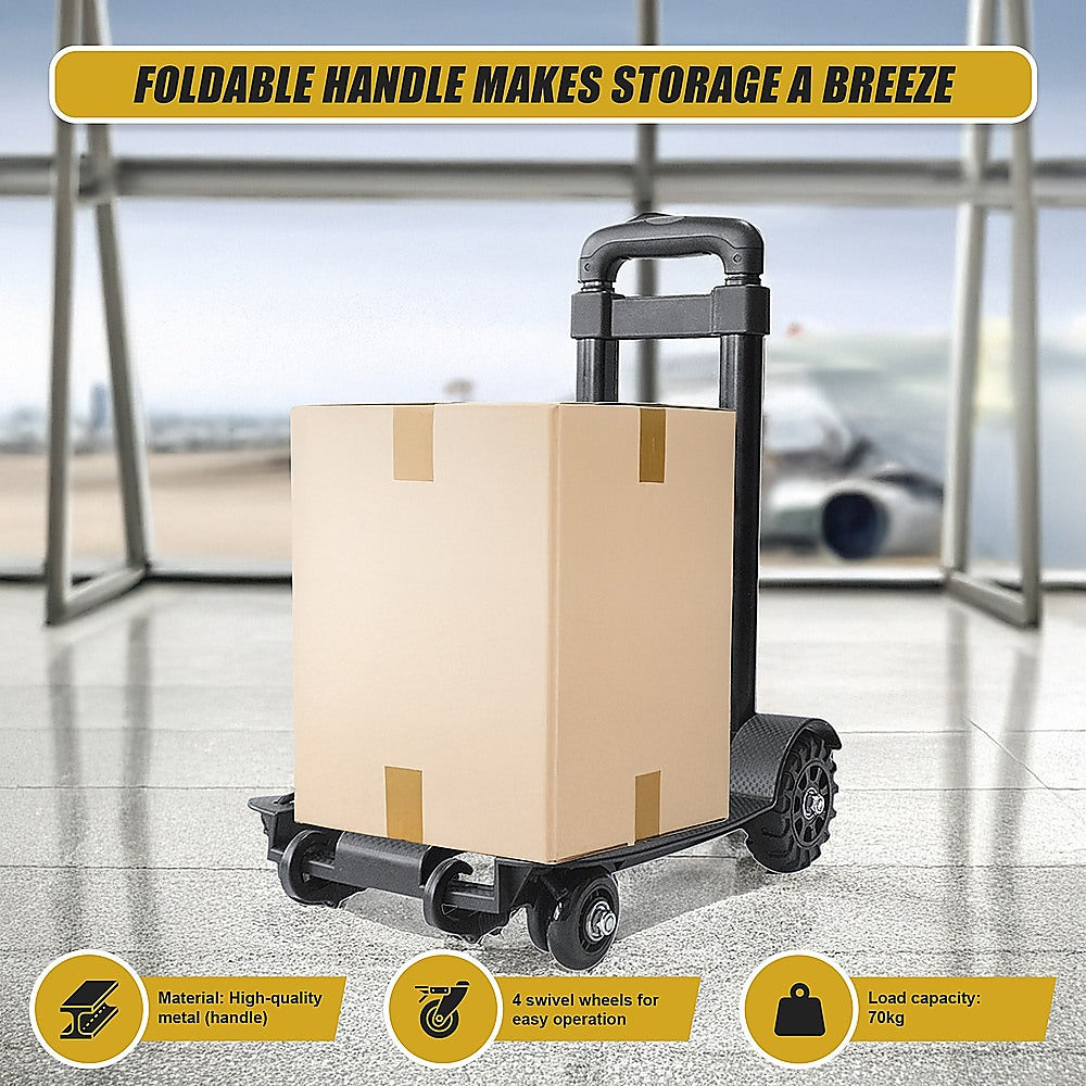 Portable Cart Folding Dolly Push Truck Hand Collapsible Trolley Luggage 70Kg