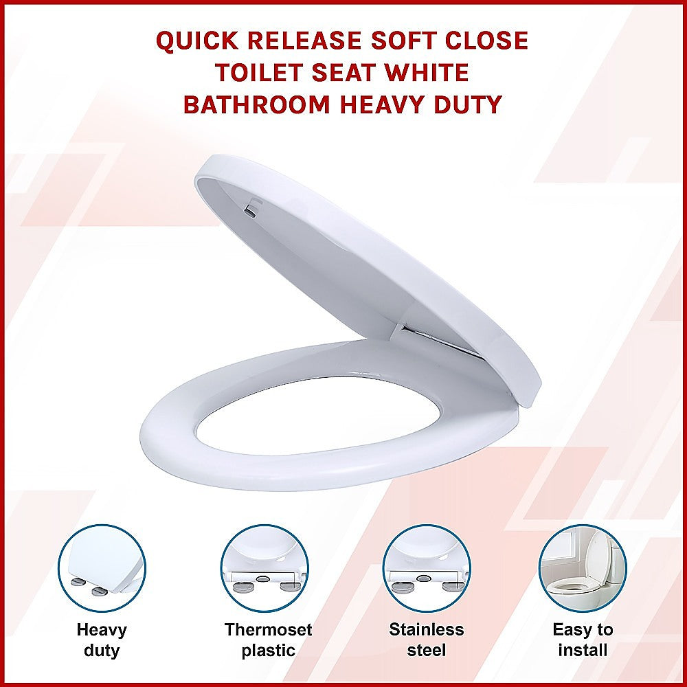 Quick Release Soft Close Toilet Seat White Bathroom Heavy Duty