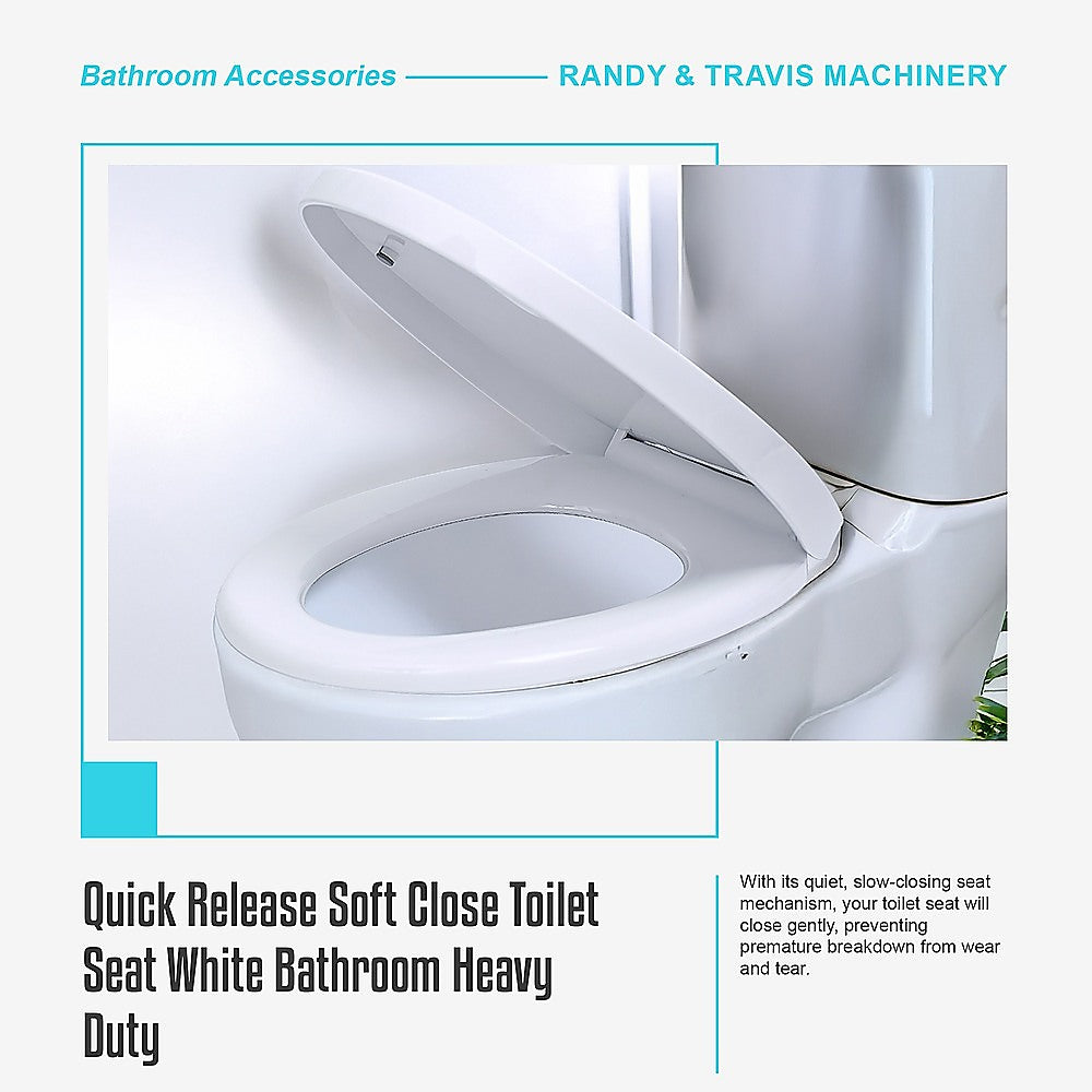 Quick Release Soft Close Toilet Seat White Bathroom Heavy Duty