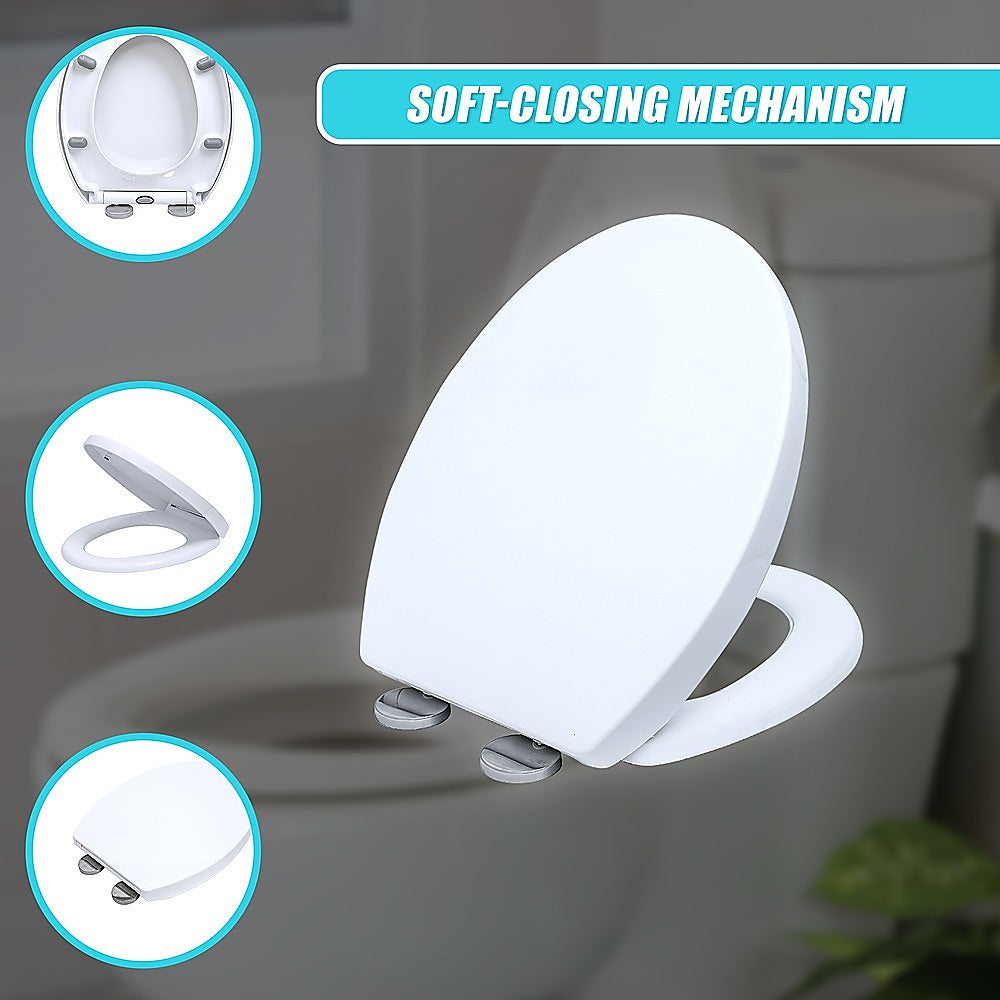 Quick Release Soft Close Toilet Seat White Bathroom Heavy Duty