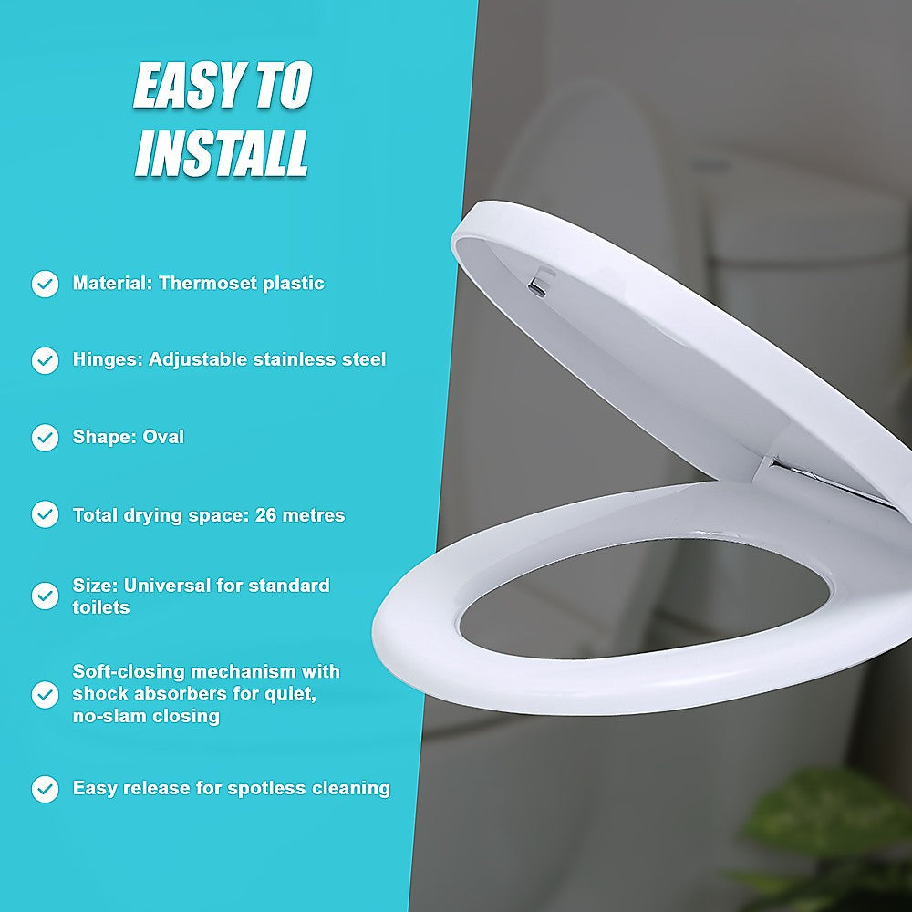 Quick Release Soft Close Toilet Seat White Bathroom Heavy Duty