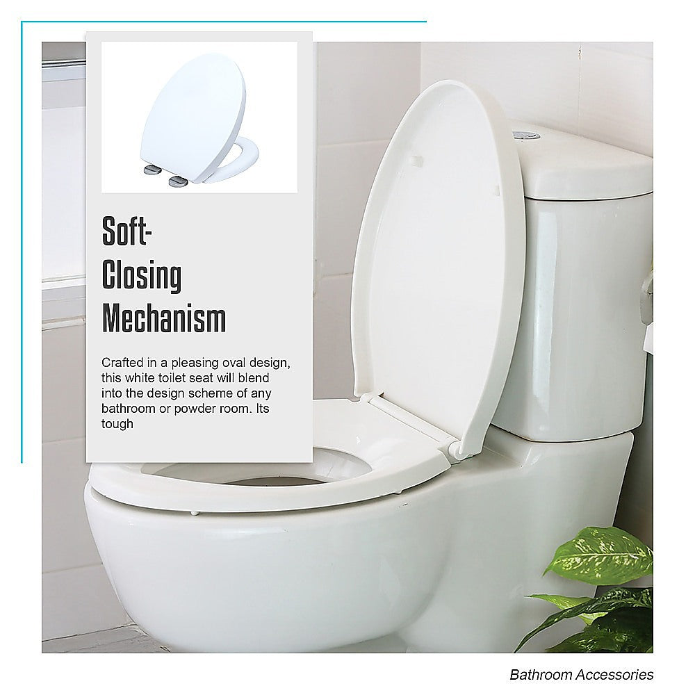 Quick Release Soft Close Toilet Seat White Bathroom Heavy Duty