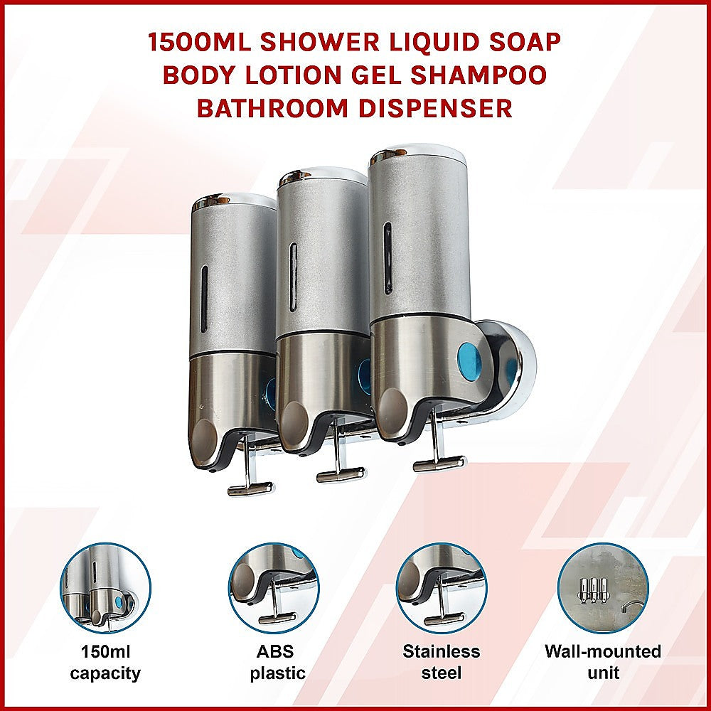 1500ml Shower Liquid Soap Body Lotion Gel Shampoo Bathroom DISPENSER
