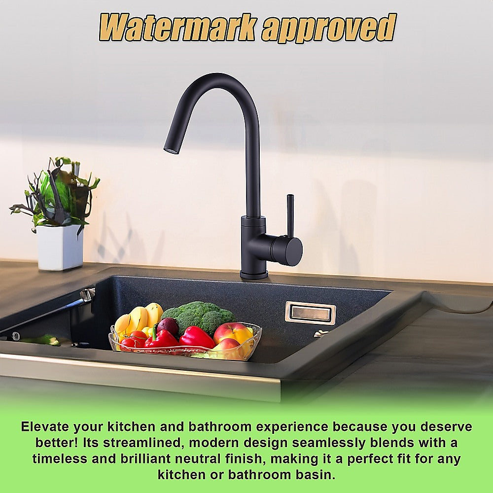 Kitchen Mixer Tap Faucet Basin Laundry Sink - BLACK