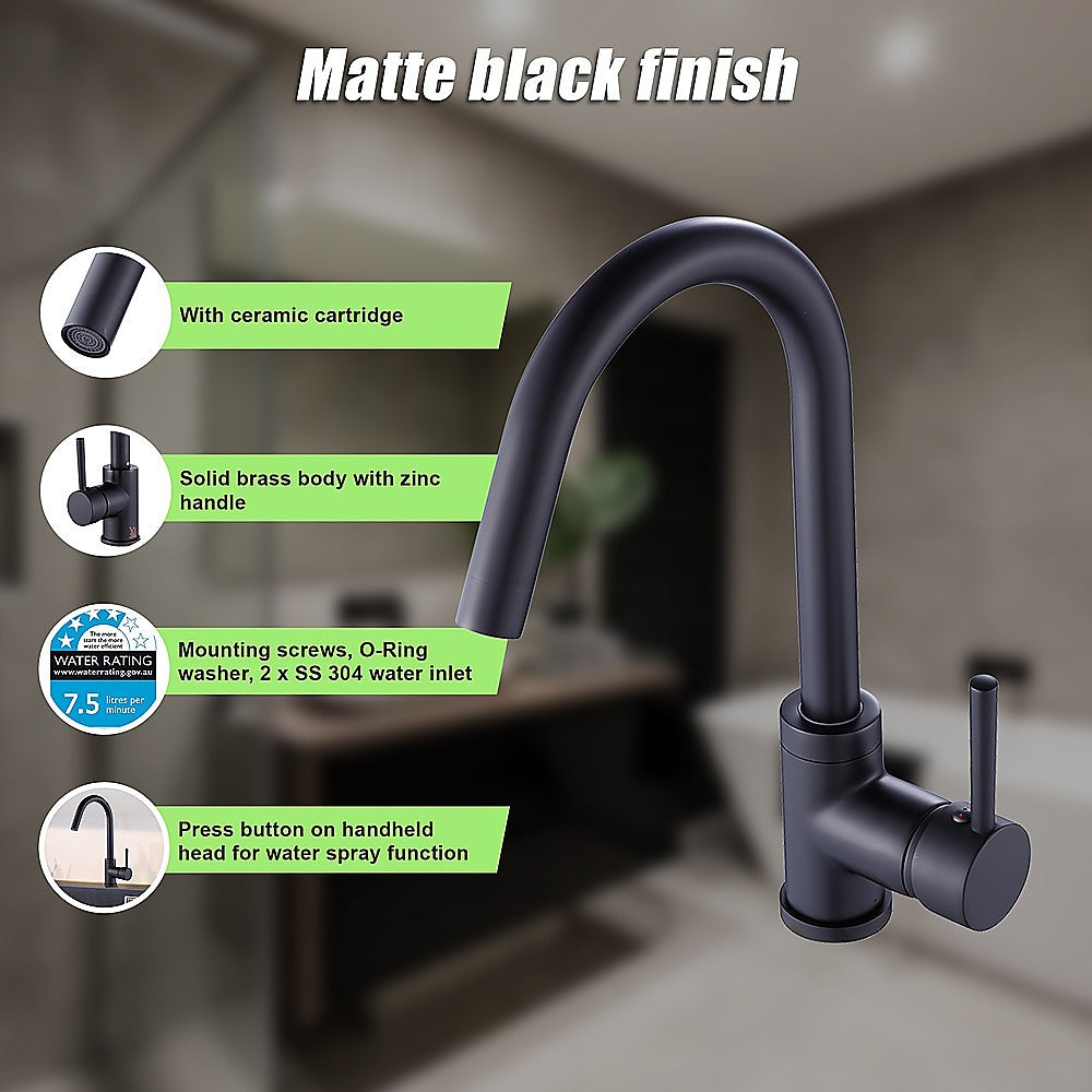 Kitchen Mixer Tap Faucet Basin Laundry Sink - BLACK