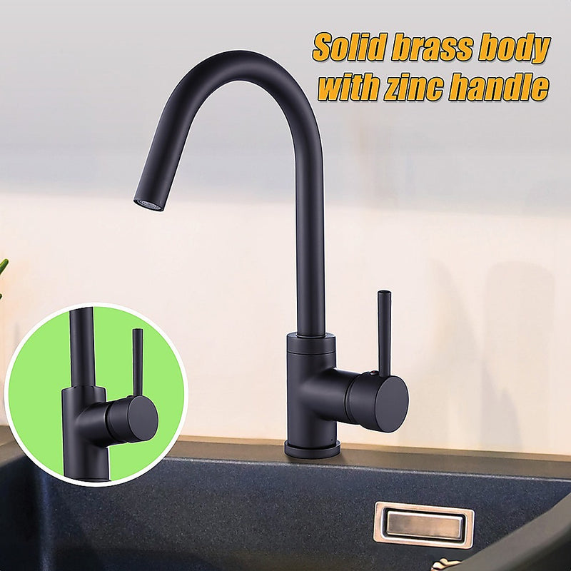Kitchen Mixer Tap Faucet Basin Laundry Sink - BLACK