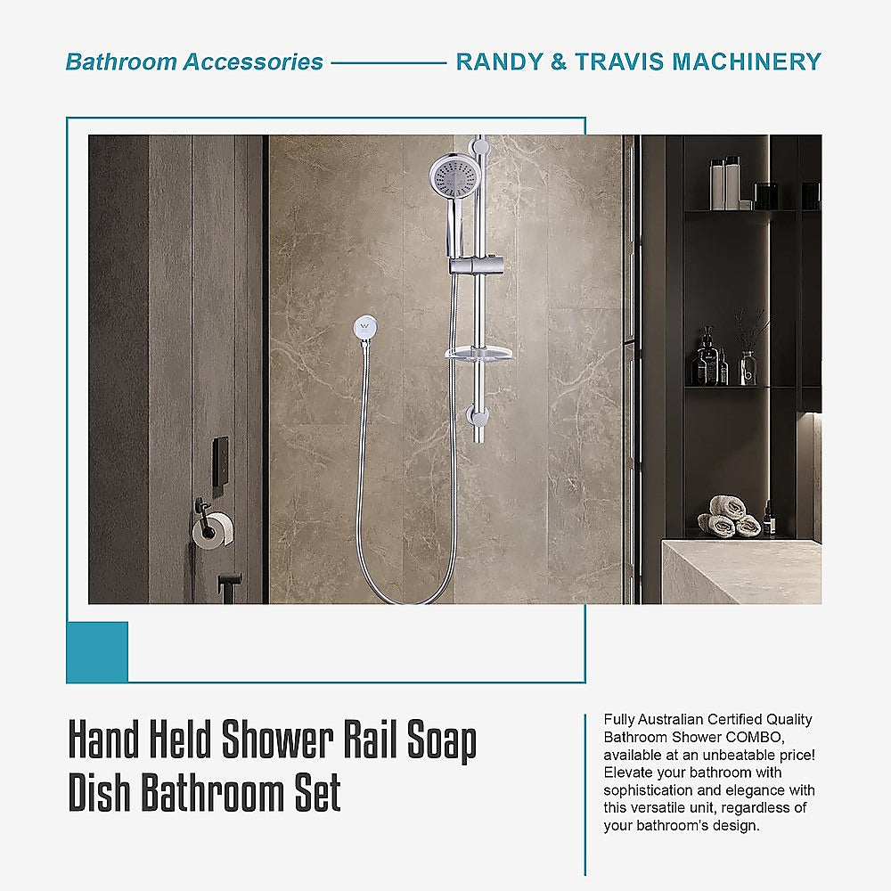 Hand Held Shower Rail Soap Dish Bathroom Set