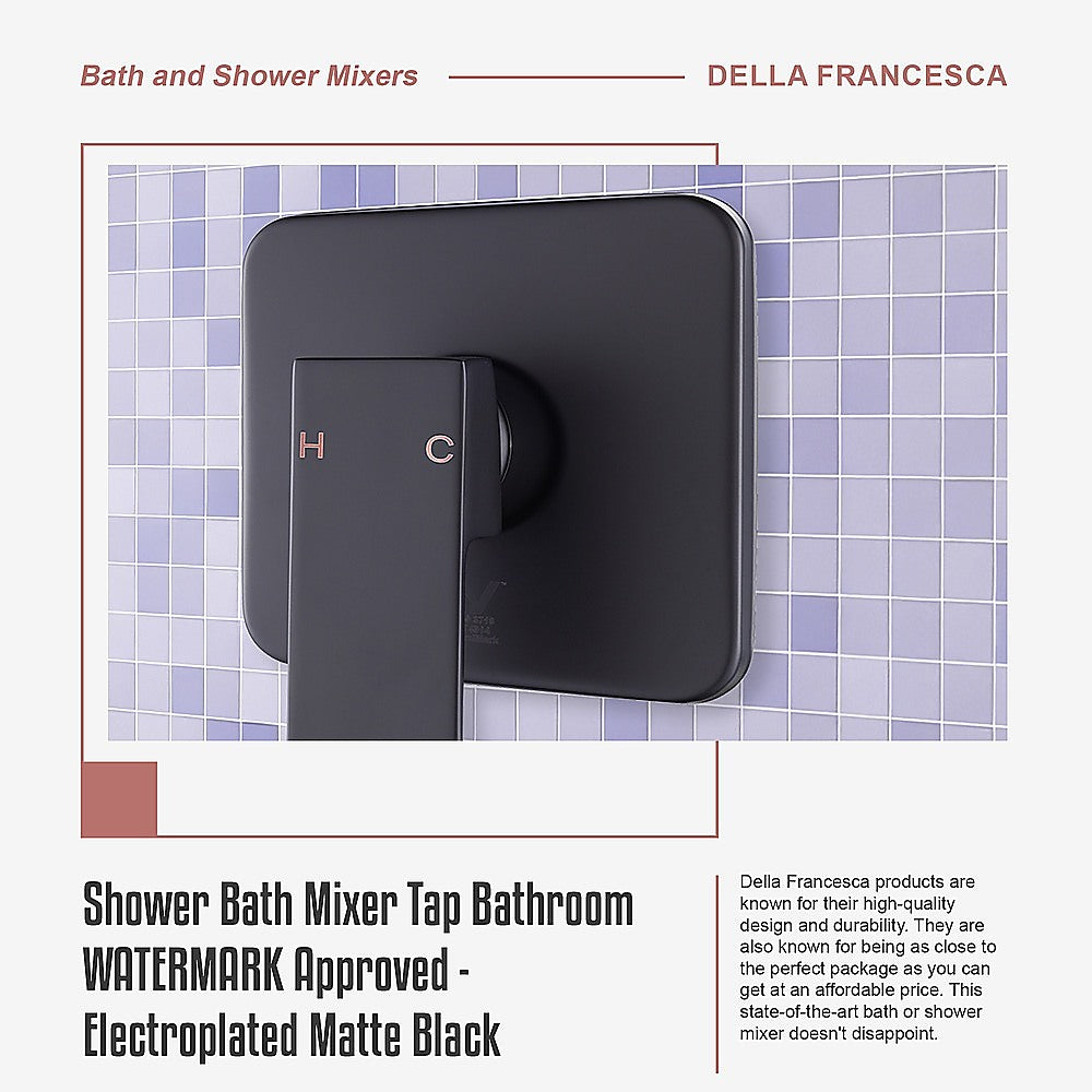 Shower Bath Mixer Tap Bathroom WATERMARK Approved - Electroplated Matte Black