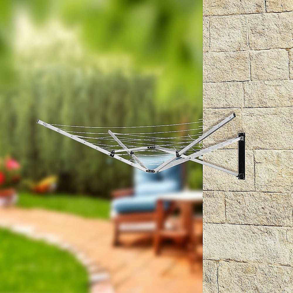 26m 5 Arm Wall Hang Mountable Clothes Airer Dryer Washing Line Bathroom Kitchen