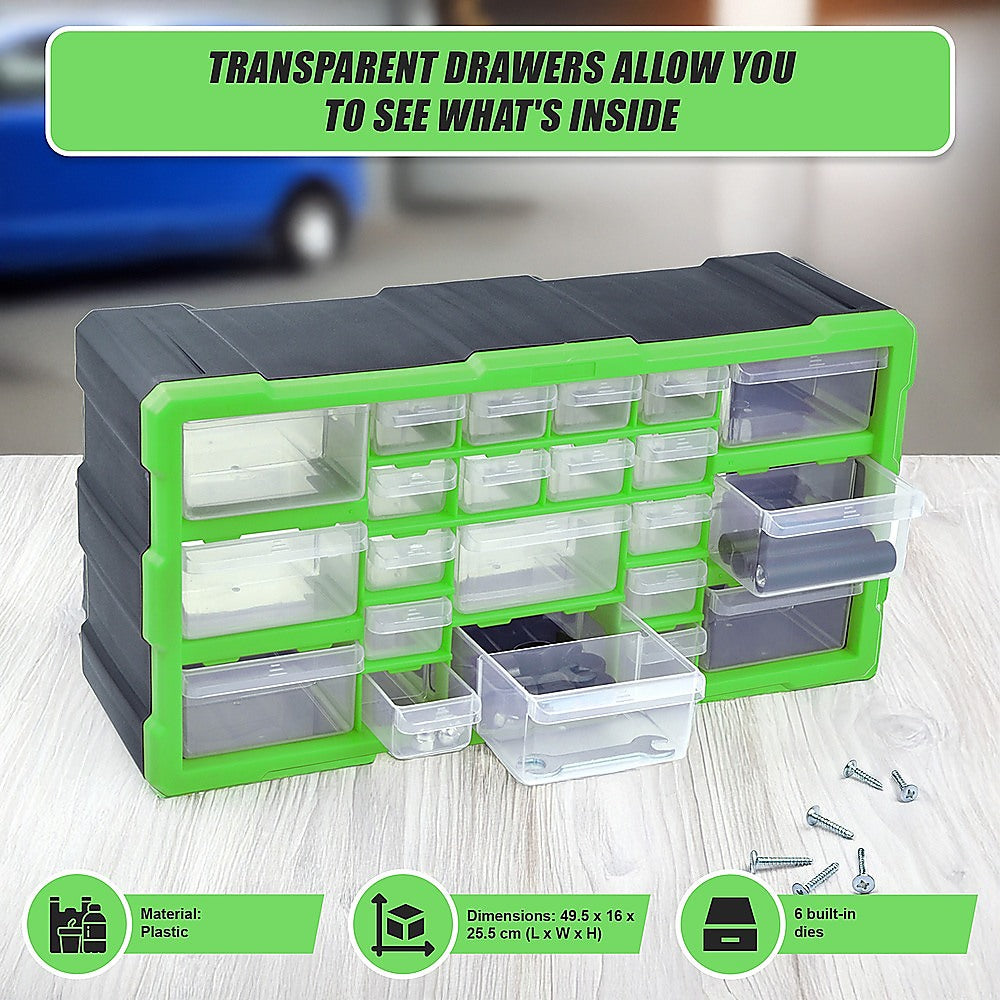 22 Multi Drawer Parts Storage Cabinet Unit Organiser Home Garage Tool Box