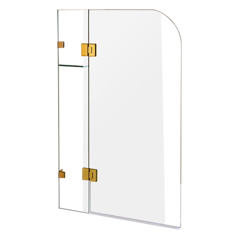 1200 x 1450mm Frameless Bath Panel 10mm Glass Shower Screen Gold Finish By Della Francesca