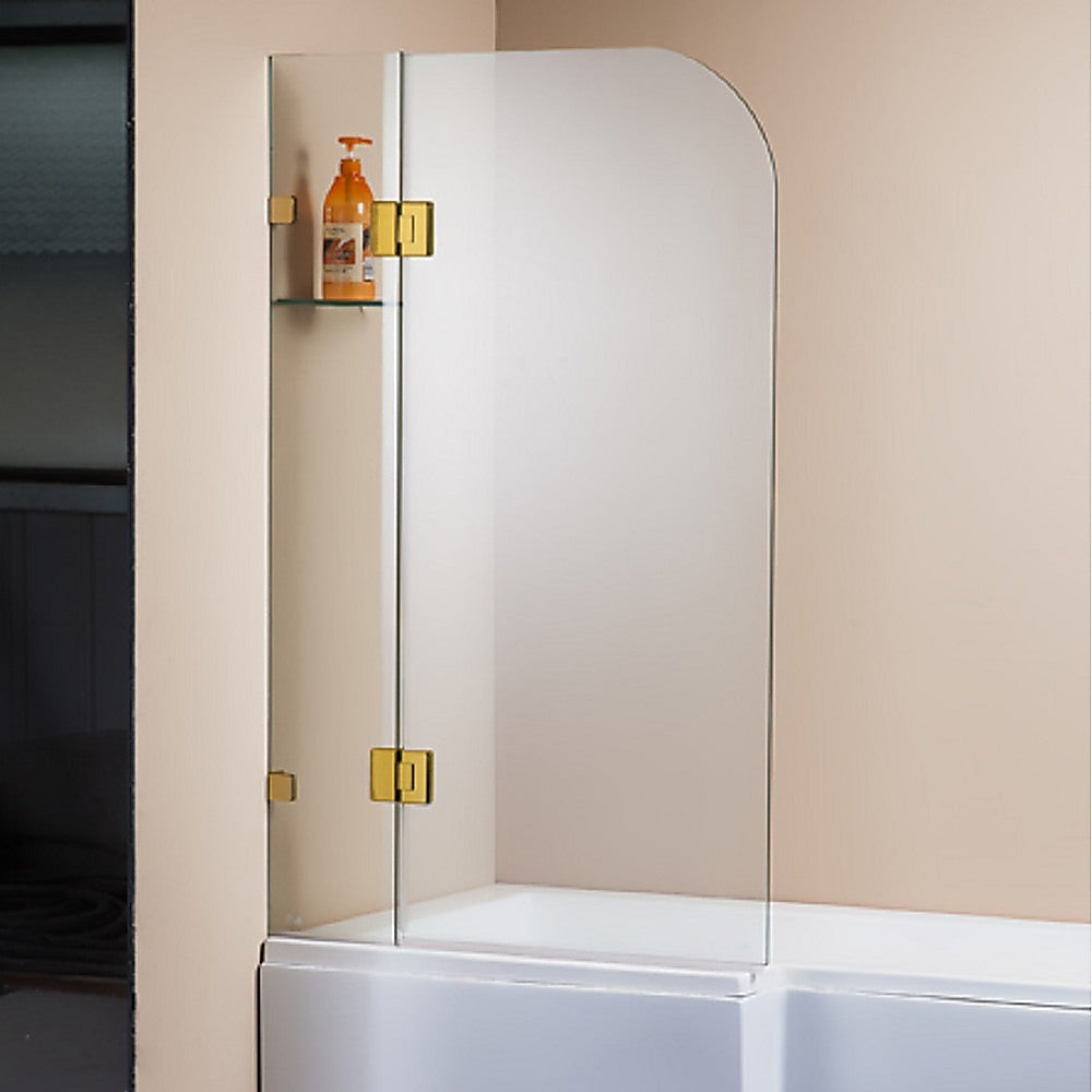 1200 x 1450mm Frameless Bath Panel 10mm Glass Shower Screen Gold Finish By Della Francesca