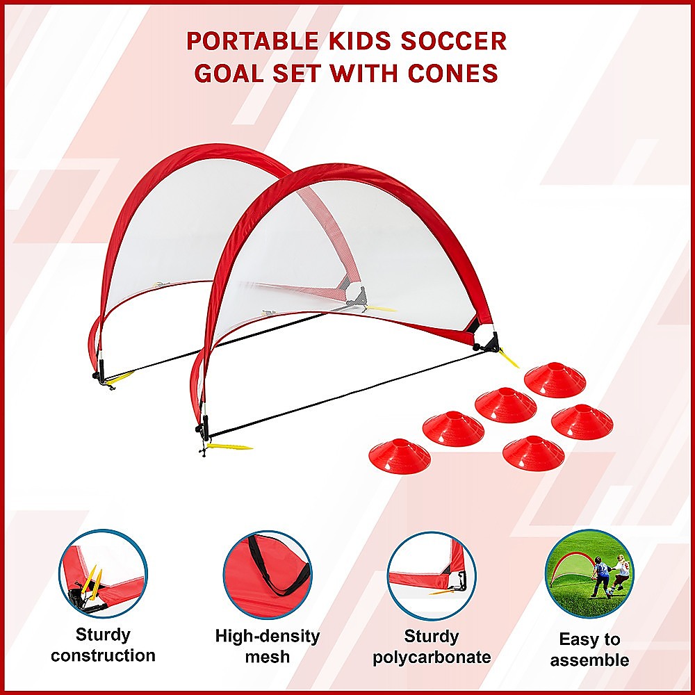 Portable Kids Soccer Goals Set – 2 Pop Up Soccer Goals, Cones, Goal Carry Bag