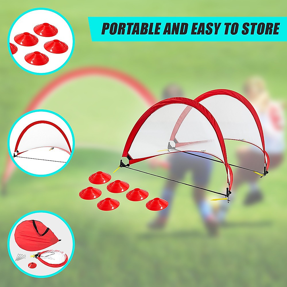 Portable Kids Soccer Goals Set – 2 Pop Up Soccer Goals, Cones, Goal Carry Bag