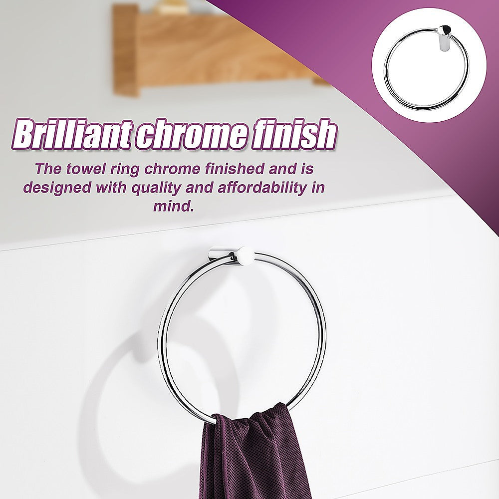 Classic Chrome Towel Bar Rail Ring Bathroom