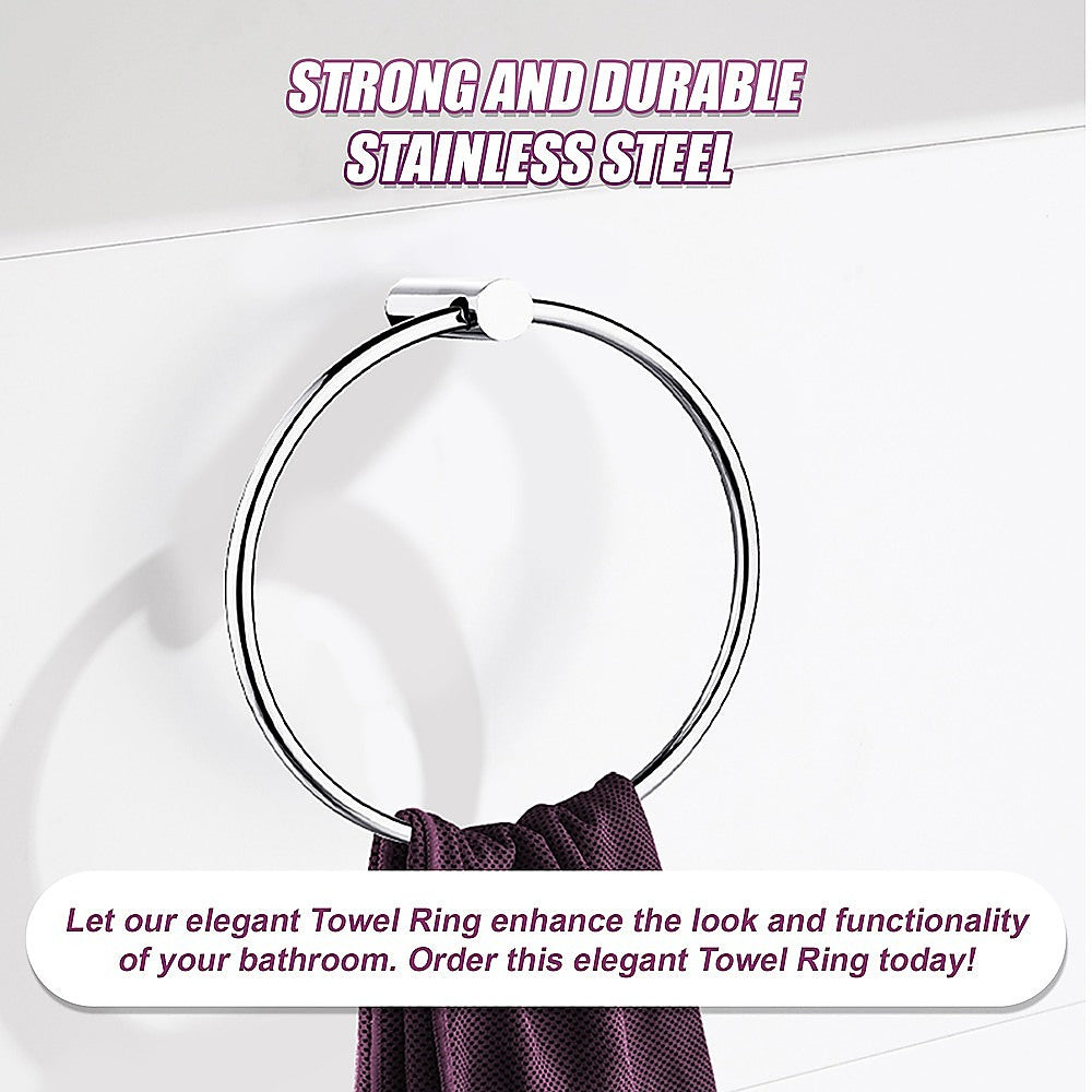 Classic Chrome Towel Bar Rail Ring Bathroom