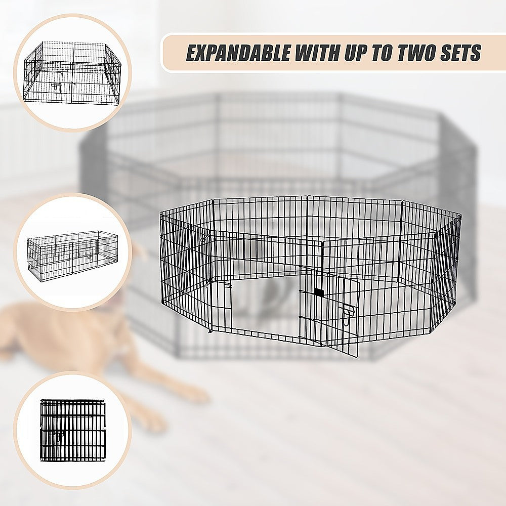 24" 8 Panel Pet Dog Playpen Puppy Exercise Cage Enclosure Fence Play Pen