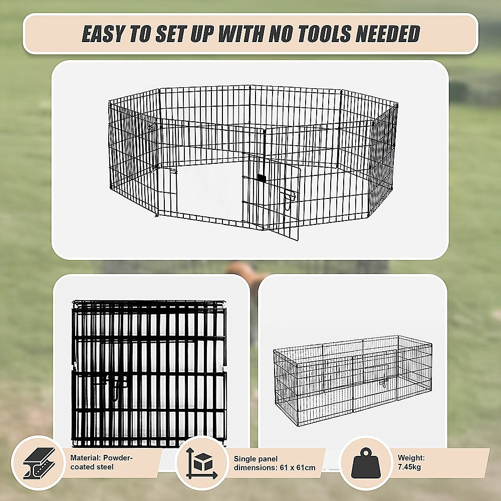 24" 8 Panel Pet Dog Playpen Puppy Exercise Cage Enclosure Fence Play Pen