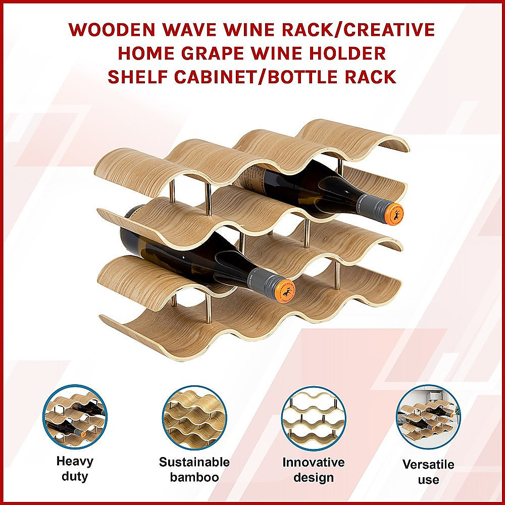 Wooden Wave Wine Rack/Creative Home Grape Wine Holder Shelf Cabinet/Bottle Rack