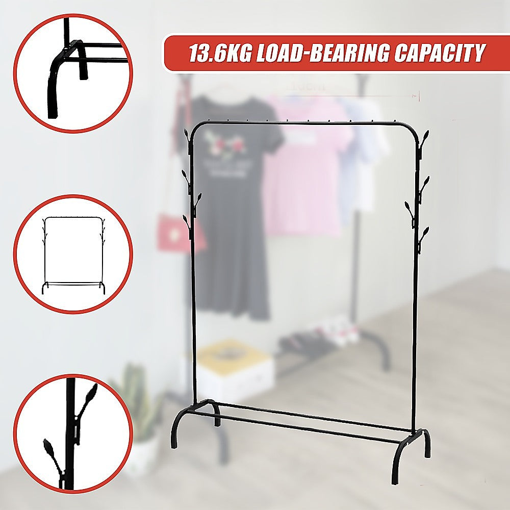 Closet Organizer Metal Garment Rack Portable Clothes Hanger Storage Shoes Rack Black
